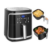 Aigostar Friggitrice ad Aria XXL 7 Litri/2Kg, Air Fryer con Doppio Cesto Indipendente, Tecnologia Rapid Air, 8 Programmi, Funzione di matentimento caldo, App Per Ricette/Libretto Ricettario, 1900W
