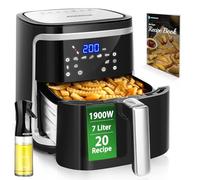 Aigostar Friggitrice ad Aria XXL 7L, Cestello Removibile Anti Aderente | 20 Ricette Preimpostate, 7 Programmi, Cestello Antiaderente Rimovibile, Mantenimento Calore, 1900W