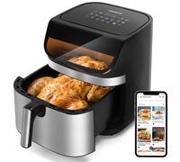 Aigostar Friggitrice ad Aria XXL 8,8 Litri, Air Fryer Doppia Resistenza, Risparmio Energetico 55%, 13 Programmi, Interno Acciaio Inox, Touchscreen & Finestra, Comunità Ricette, 2200W, Nero