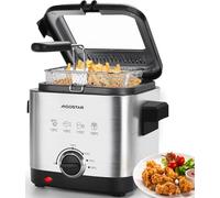 Aigostar Friggitrice Elettrica ad Olio 1.5L - Acciaio Inox, 1000W | Filtro antiodore con finestra, controllo temperatura, cestello rimovibile, design piccolo e sicuro