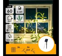 Aigostar Ghirlanda Ulivo Solare 2m 60 LED Luce Calda 8 Modalità IP65
