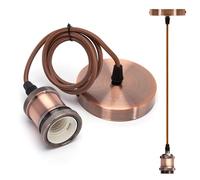 Aigostar Lampada a Sospensione in Metallo,Portalampada E27 Soffitto Industriale Stile,Retrò Porta Lampada da Soffitto con Cavo da 1m,Rosso