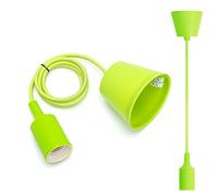 Aigostar Lampada a Sospensione in Silicone Verde, Cavo 100 cm, Portalampada E27 Universale, Compatibile con Paralumi - Illuminazione Moderna per Cucina e Soggiorno