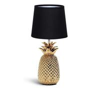 Aigostar - Aigostar Lampada Da Tavolo Comodino Moderna Base In Ceramica Coprilume Stoffa - Base Oro Paralume Nero