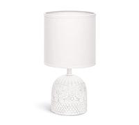 Aigostar - Lampada da Comodino, Moderna Lampada da Tavolo Base in Ceramica Paralume in Stoffa, Attacco E14, 13 * 13 * 26 cm Cavo 1.3 Metri, Design Vintage