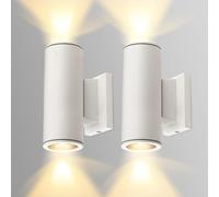 Aigostar Lampada da Parete Esterno Impermeabile IP65, GU10 Alluminio Up Down Lampada da Parete Esterni, Applique Moderna Esterno per Portico, Corridoio, Terrazza, Bianco, Confezione da 2
