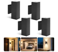 Aigostar Lampada da Parete Esterno Impermeabile IP65, GU10 Alluminio Up Down Lampada da Parete Esterni, Applique Moderna Esterno per Portico, Corridoio, Terrazza, Nero, Confezione da 4