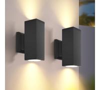 Aigostar Lampada da Parete Esterno Impermeabile IP65, GU10 Alluminio Up Down Lampada da Parete Esterni, Applique Moderna Esterno per Portico, Corridoio, Terrazza, Nero, Confezione da 2