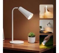 Aigostar Lampada da Scrivania LED Magnetica 4 in 1, Lampada da Tavolo 360° Regolabile, Regolabile Touch, Ricaricabile USB per Lettura, Comodino, Clip/Montaggio a Parete, Torcia - Bianco