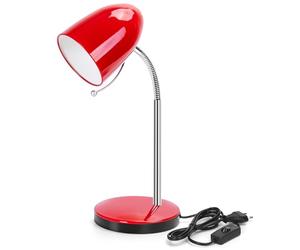 Aigostar Lampada da Scrivania Retro, Lampada da Tavolo Vintage LED in Compatibile con Lampadine a Modello E27, Lampadina Non Inclusa, Cavo da 153 cm, Max.11W, Con Metallo Braccio Regolabile, Rosso