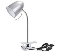 Aigostar Lampada da Scrivania Vintage con Clip, Lampada da Lettura con Pinza,Compatibile con LED Lampadinea a Modello E27,Max. 11W,Lampadina non Inclusa,Con Metallo Braccio Regolabile e Cavo,Argento