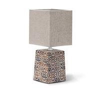 Aigostar lampada da tavolo E14 in ceramica con paralume in stoffa. Design vintage.