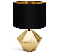 Aigostar Lampada da Tavolo E14 in Ceramica Nero/Oro Lucentezza Metallica H32cm