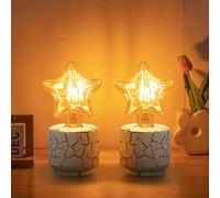 Aigostar Lampada da Tavolo in Ceramica Effetto Marmo con Interruttore a Filo, per Lampadine E27 60W Max - Lampada da Comodino Moderna per Camera/Soggiorno/Ufficio, Senza Fonte Luminosa, 2 Pezzi