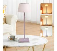 Aigostar Lampada da Tavolo Senza Fili Ricaricabile USB, Lampada da Scrivania Dimmerabile Touch, 3 Modalità di Colore, Lampada da Comodino IP54 Impermeabile per Interno e Esterno - Viola