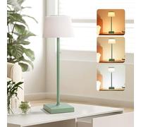 Aigostar Lampada da Tavolo Senza Fili Ricaricabile USB, Lampada da Scrivania Dimmerabile Touch, 3 Modalità di Colore, Lampada da Comodino IP54 Impermeabile per Interno e Esterno - Verde