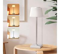 Aigostar Lampada da Tavolo Senza Fili Ricaricabile USB, Lampada da Scrivania Dimmerabile Touch, 3 Modalità di Colore, Lampada da Comodino IP54 Impermeabile per Interno e Esterno - Argento