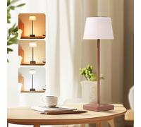 Aigostar Lampada da Tavolo Senza Fili Ricaricabile USB, Lampada da Scrivania Dimmerabile Touch, 3 Modalità di Colore, Lampada da Comodino IP54 Impermeabile per Interno e Esterno - Marrone Scuro