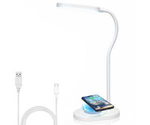 Aigostar Lampada Scrivania LED Bianca 2.5W Ricarica Wireless 3 Livelli Dimmerabi