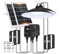 Aigostar-Lampada Solare con Sensore di Movimento,2 Pezzi,Cavo da 8 M,Batteria di Grande Capacità da 6000 mAh,Luce Solari da Esterno con Telecomando,IP65 Impermeabile per Interno/Esterno,6500K