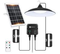 Aigostar-Lampada Solare da Esterno 70W,Cavo da 8 M,Batteria di Grande Capacità da 6000 mAh,Lampadario Solari con Telecomando e Corda di Trazione,IP65 Impermeabile per Interno/Esterno,Campeggio,6500K