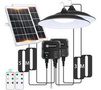Aigostar-Lampada Solare da Esterno con Telecomando, 2 Pezzi,Cavo da 8 M,Batteria di Grande Capacità da 6000 mAh,Lampadario Solari con Corda di Trazione,IP65 Impermeabile per Interno,Campeggio,6500K