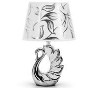 Aigostar Lampada Tavolo Abatjour E14 Paralume Tessuto H26cm Ceramica Base Cigno