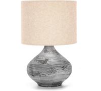 Aigostar Lampada Tavolo Abatjour E14 Paralume Tessuto H31cm Ceramica M/Grigio