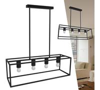 Aigostar Lampadario A Sospensione 4 Luci E27 Max 160W Nero Industriale