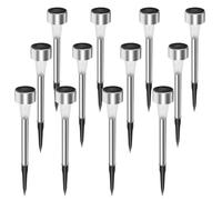 Aigostar Lampade Solari da Giardino 12 pcs Luci Solari Esterno Giardino 6500K, IP44 Impermeabile, in acciaio inossidabile, Auto On/Off