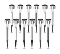 Aigostar Lampade Solari da Giardino 12 pcs: Luci Solari Esterno Giardino 6500K Luce Bianca Freddo - IP44 Impermeabile, in Acciaio Inossidabile, per Terrazza, Prato, Cortile, Vialetti