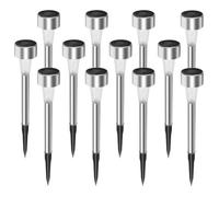 Aigostar Lampade Solari da Giardino 12 pcs: Luci Solari Esterno Giardino 6500K Luce Bianca Freddo - IP44 Impermeabile, in Acciaio Inossidabile, per Terrazza, Prato, Cortile, Vialetti