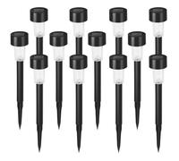 Aigostar Lampade Solari da Giardino 12 pcs: Luci Solari Esterno Giardino 6500K Luce Bianca Freddo - IP44 Impermeabile per Terrazza, Prato, Cortile, Vialetti