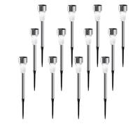 Aigostar Lampade Solari da Giardino 12 pcs: Luci Solari Esterno Giardino 6500K Luce Bianca Freddo - IP44 Impermeabile, in Acciaio Inossidabile, per Terrazza, Prato, Cortile, Vialetti