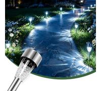 Aigostar Lampade Solari da Giardino 12 pcs: Luci Solari Esterno Giardino 6500K Luce Bianca Freddo - IP44 Impermeabile, in Acciaio Inossidabile, per Terrazza, Prato, Cortile, Vialetti