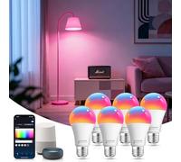 Aigostar Lampadina Alexa E27 SL2 WiFi Lampadine Smart LED 9W 806LM, Lampadina Intelligente RGBCCT Dimmerabile, 2700K-6500K, sincronizza con la musica, compatibile con Alexa/Google Home, 6 pezzi