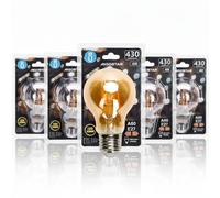 lampadina led filamento ambrata a60 4w attacco e27 440 lumen 2200k luce calda d60h105mm angolo 360 equivale 38w incadescenza