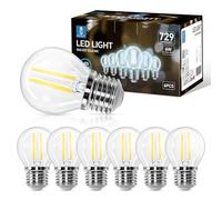 Aigostar Lampadina Filamento LED E27,Luce Fredda 6500K,729Lm,6W Equivalenti a 55W,G45 Stile Vintage, Non Dimmerabile, Pacco da 6 Pezzi