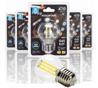 Aigostar Lampadina Filamento LED G45 E27 4W 470lm 6500K Trasparente 5 Pezzi
