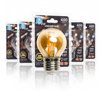 lampadina led filamento ambrata g45 6w attacco e27 520 lumen 2200k luce calda d45h73mm angolo 360 equivale 43w incadescenza