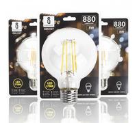 lampadina led filamento g95 8w attacco e27 900 lumen 2700k luce calda d95h135mm angolo 360 gradi equivale a 66w incadescenza