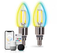 Aigostar Lampadina Filamento LED Smart E14 C35 Mesh CCT Telecomando 2 Pezzi