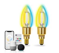 Aigostar Lampadina Filamento LED Smart E14 C35 Mesh CCT Telecomando 2 Pezzi