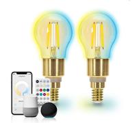 Aigostar Lampadina Filamento LED Smart E14 G45 Mesh CCT Telecomando 2 Pezzi