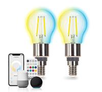 Aigostar Lampadina Filamento LED Smart E14 G45 Mesh CCT Telecomando 2 Pezzi
