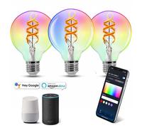 Aigostar Lampadina Filamento LED Smart E27 4.9W RGBW G80 WiFi Vetro 3 PEZZI