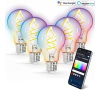 Aigostar Lampadina Filamento LED Smart E27 4.9W RGBW Mesh A60 Vetro 5 PEZZI