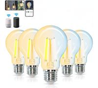 Aigostar Lampadina Filamento LED Smart E27 6W A60 Mesh CCT Chiaro 5 PEZZI