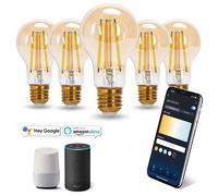 Aigostar Lampadina Filamento LED Smart E27 6W A60 Mesh CCT Trasparente 5 PEZZI