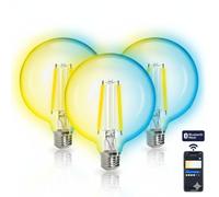 Aigostar Lampadina Filamento LED Smart E27 6W G125 Mesh CCT Globo 3 PEZZI